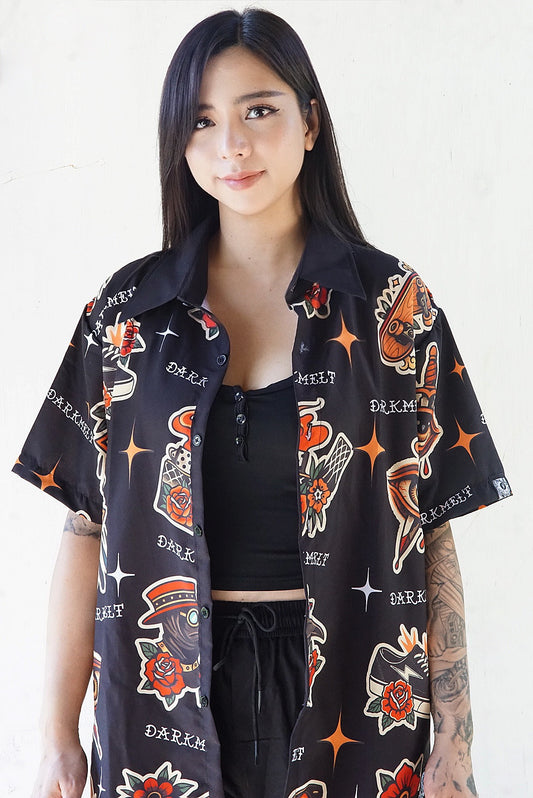 DarkMelt Trad Buttondown Polo by DARKMELT CLOTHING