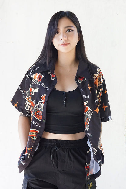 DarkMelt Trad Buttondown Polo by DARKMELT CLOTHING